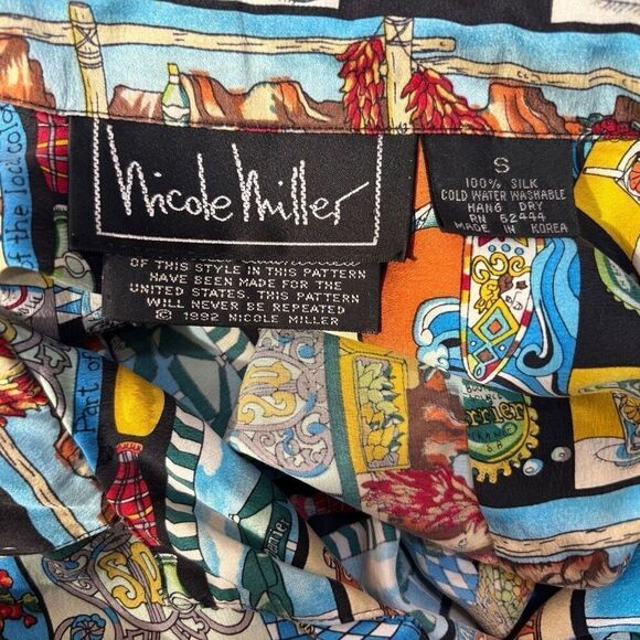 Rare 1992 Nicole Miller Perrier Silk Top Sz Small - Picture 9 of 10